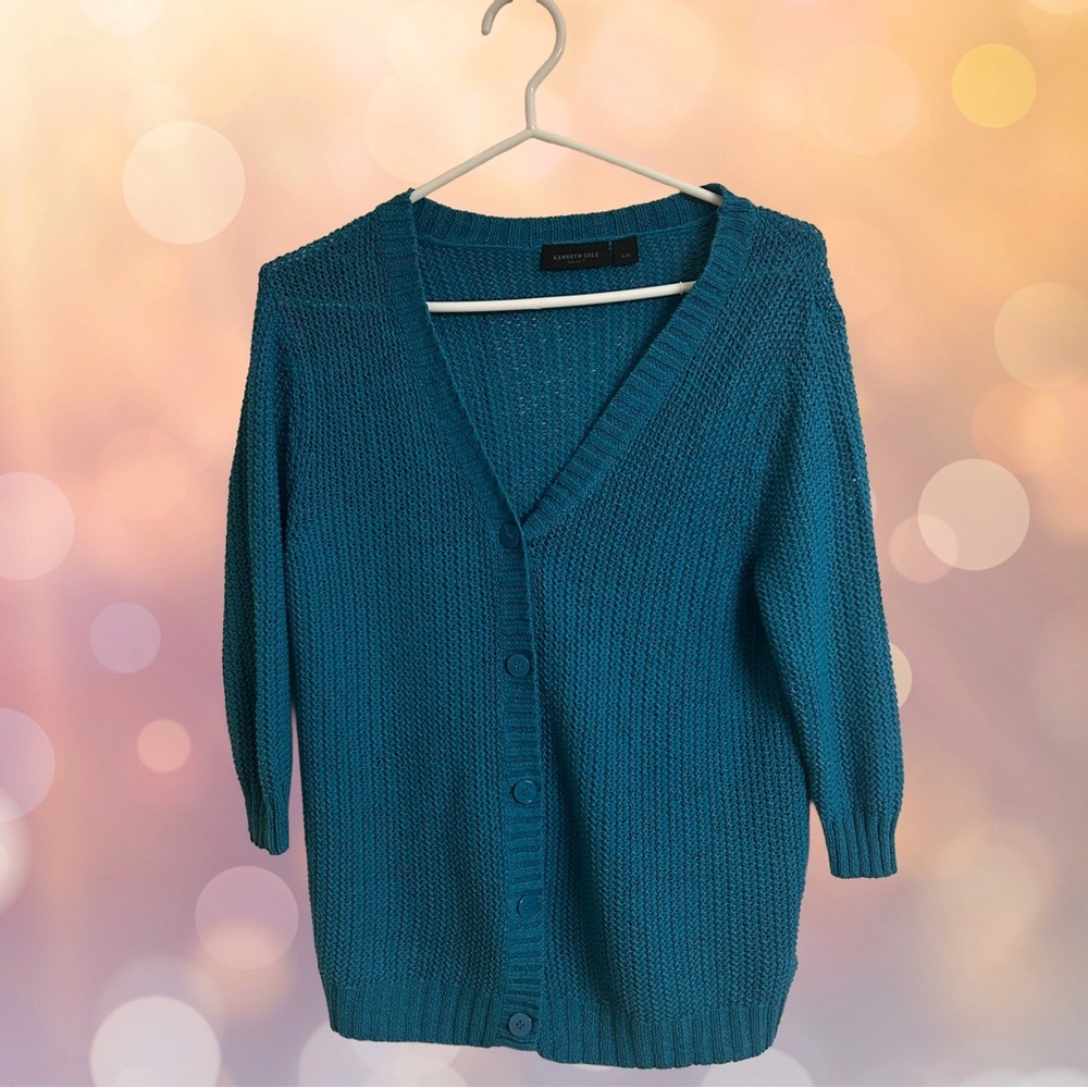 Kenneth Cole Select Turquoise Knit Cardigan.    Size L